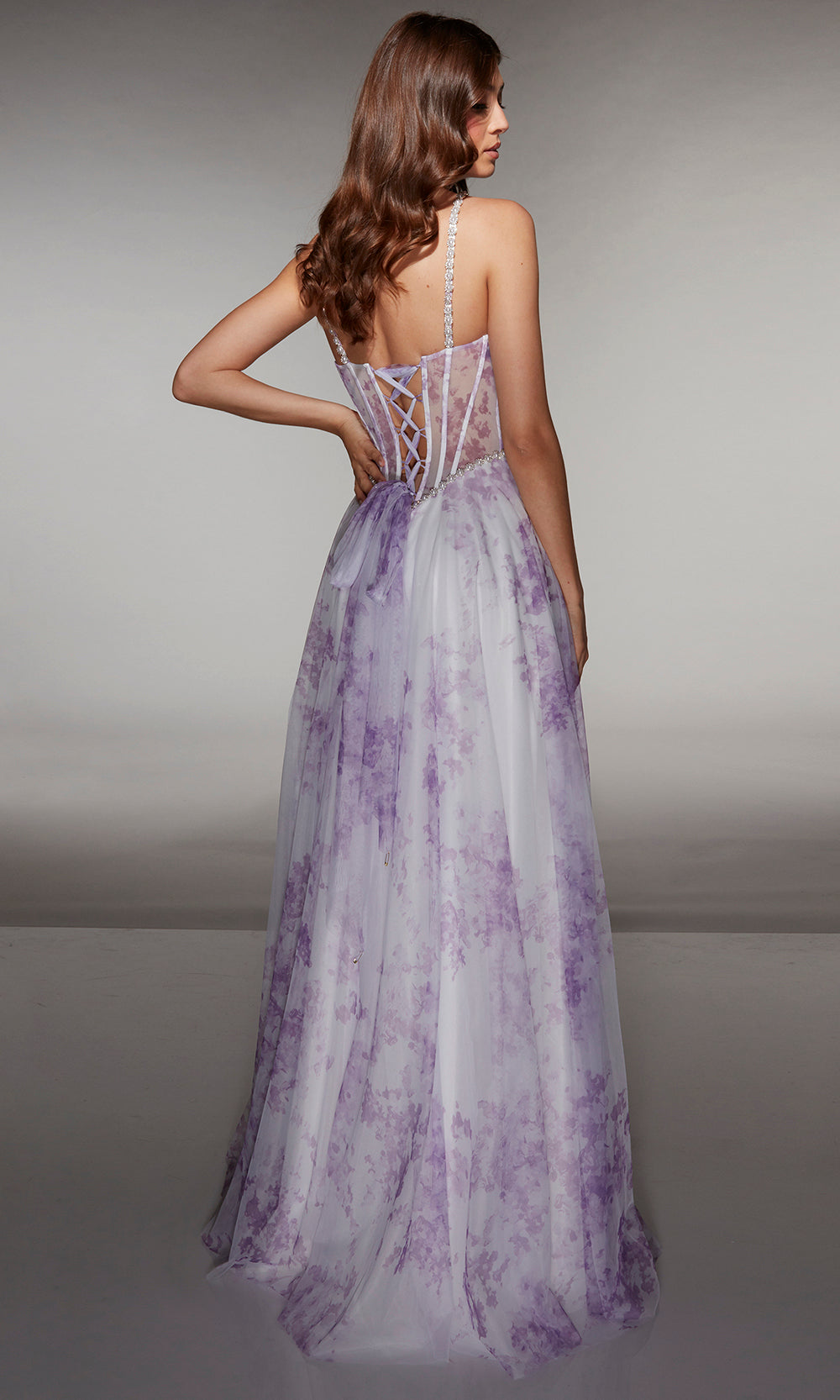 Alyce Paris 61994 - Floral tulle gown with illusion corset - view 6