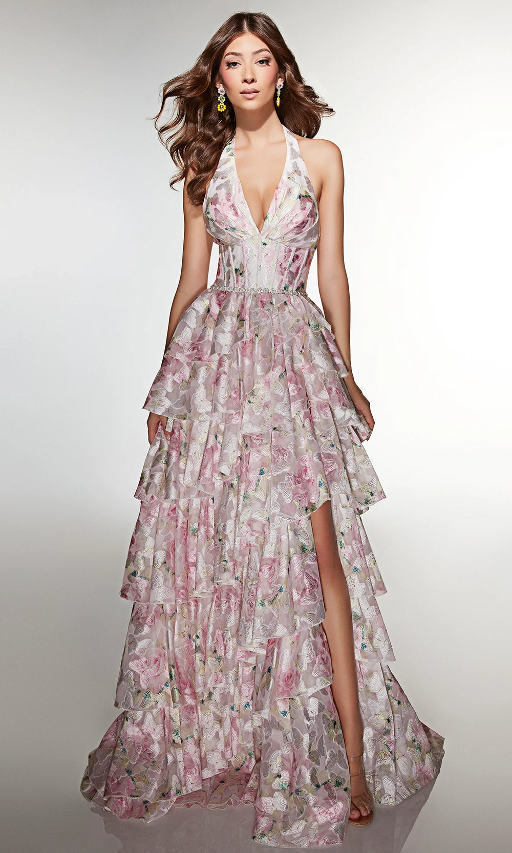 Alyce Paris 61996 - Tiered Floral Lace Ballgown - designer prom dress at Silhouette Dresses