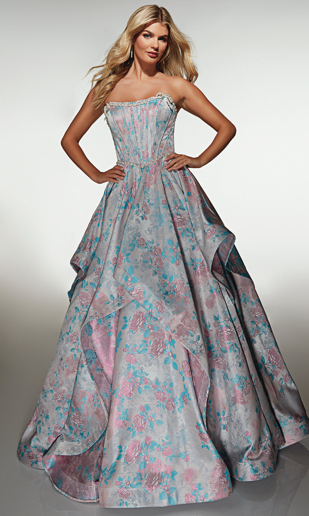 Alyce Paris 61997 - Strapless Floral Ball Gown - designer prom dress at Silhouette Dresses