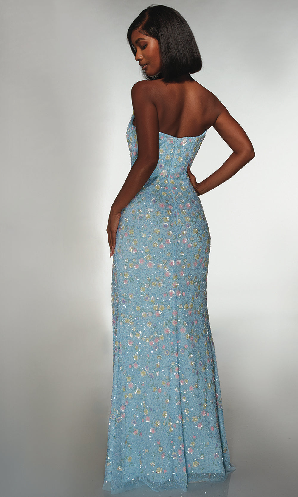 Alyce Paris 61998 - Embellished Fitted Gown with Heart Slit - view 9