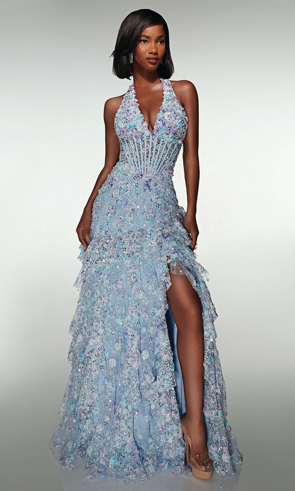 Alyce Paris 61999 - Halter Corset Tiered Gown - designer prom dress at Silhouette Dresses