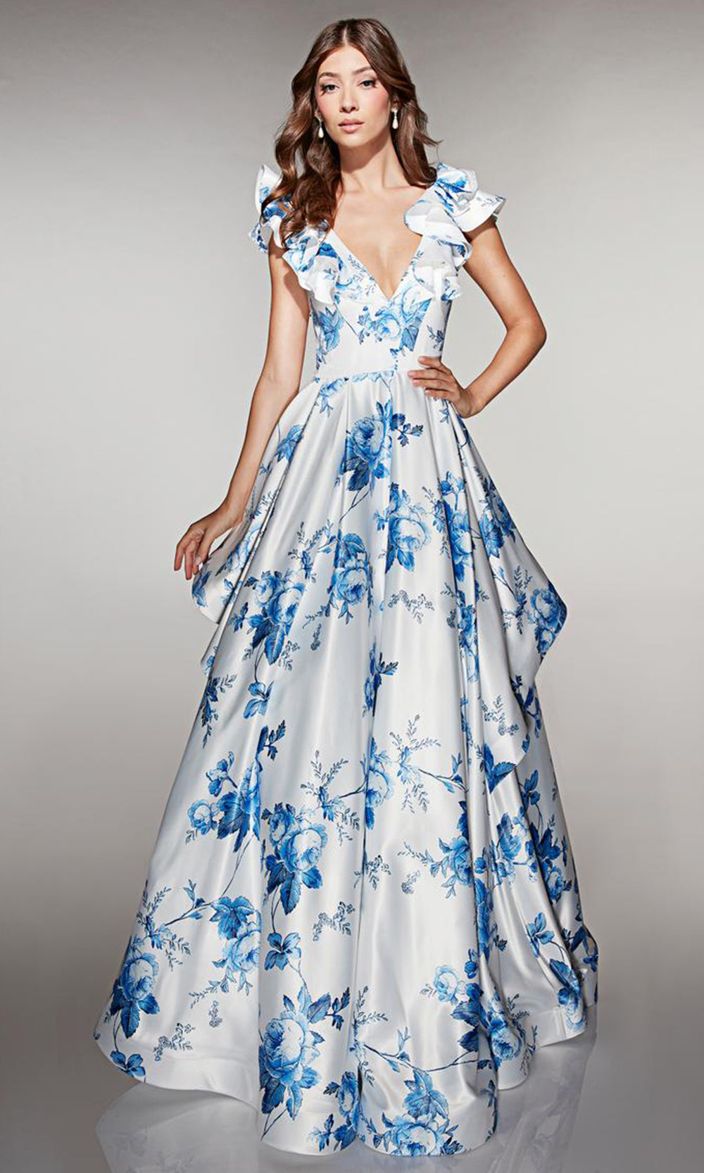 Alyce Paris 62001 - Ruffle Sleeve A Line Gown - designer prom dress at Silhouette Dresses