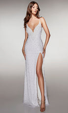 Alyce Paris 62004 - Beaded fitted gown with slit - view 4