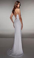 Alyce Paris 62004 - Beaded fitted gown with slit - detail view