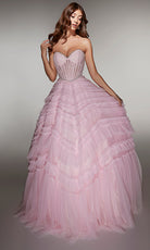 Alyce Paris 62007 - Tiered Glitter Tulle Ball Gown - back view