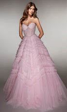 Alyce Paris 62007 - Tiered Glitter Tulle Ball Gown - detail view