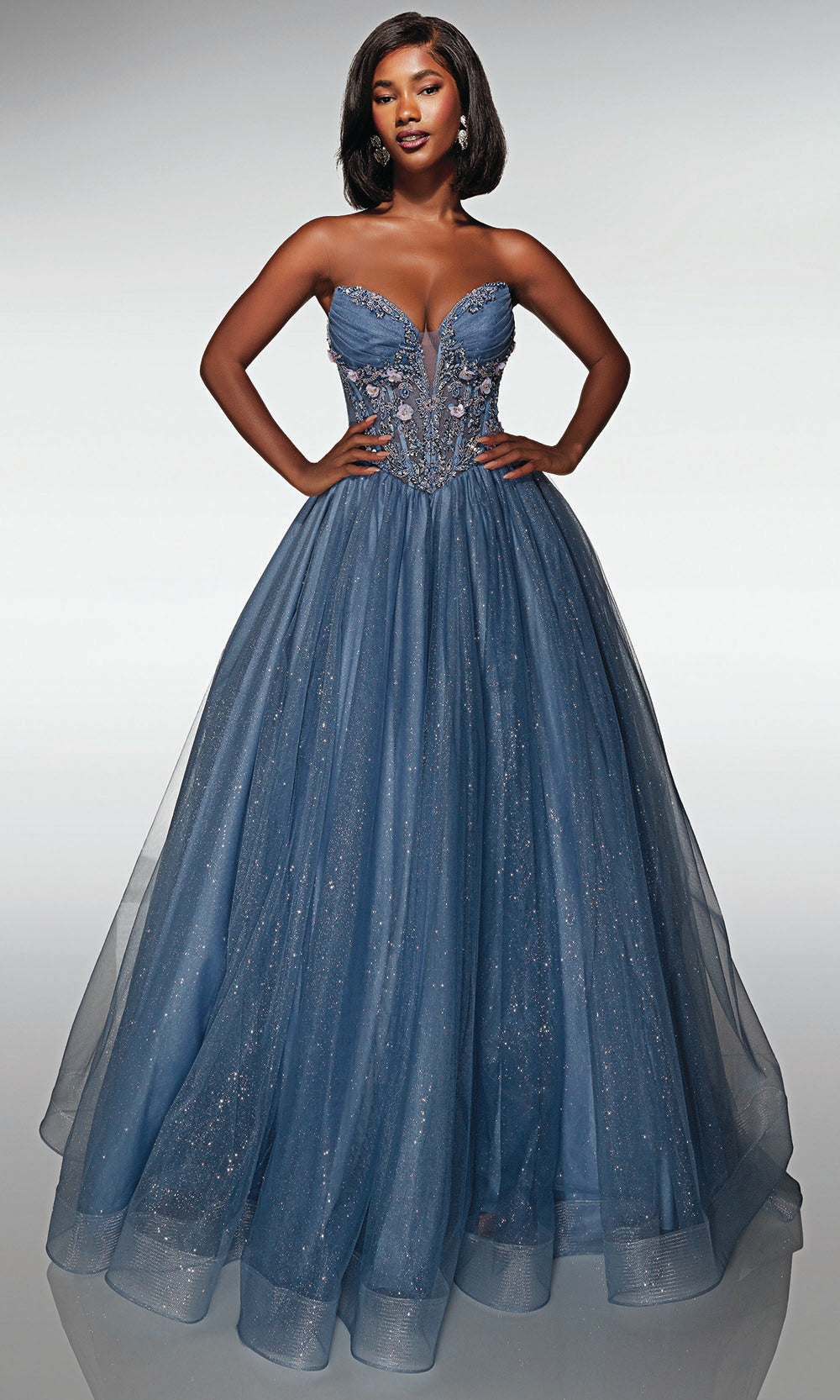 Alyce Paris 62009 - Sparkling Floral Corset Ball Gown - designer prom dress at Silhouette Dresses