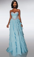 Alyce Paris 62013 - Tiered Ruffle Gown with Floral Bodice - designer prom dress at Silhouette Dresses