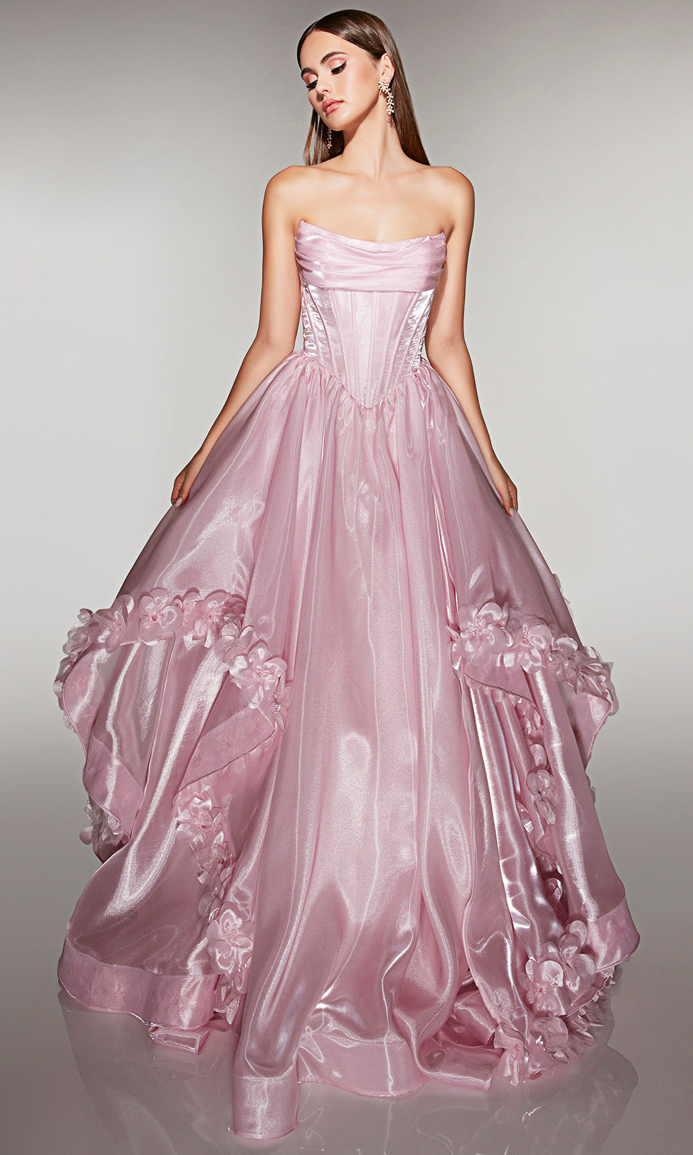 Alyce Paris 62014 - Shimmer Ball Gown with 3D Floral Accents - view 5