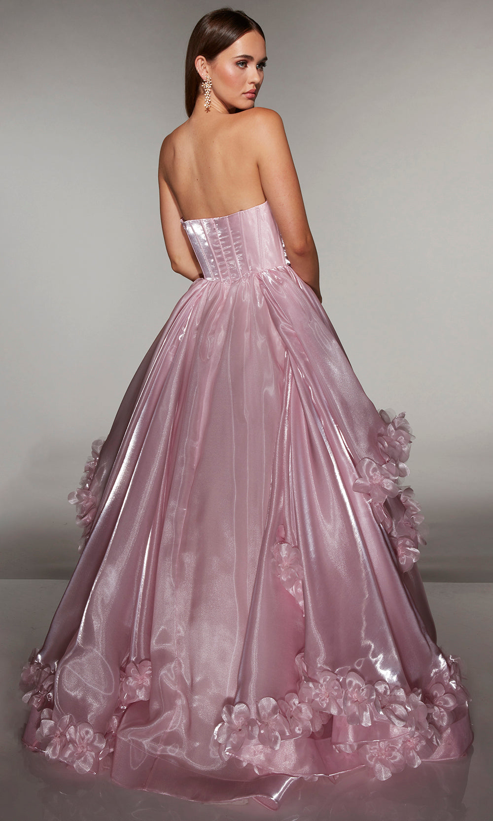 Alyce Paris 62014 - Shimmer Ball Gown with 3D Floral Accents - view 4