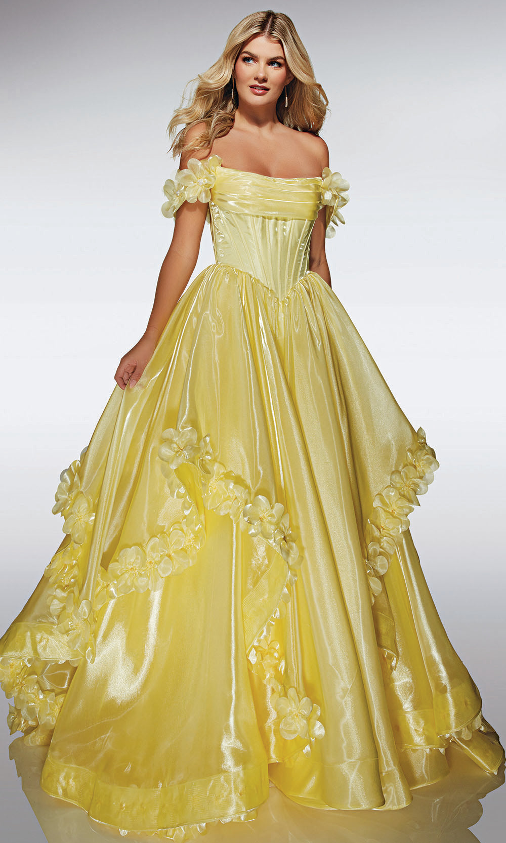 Alyce Paris 62014 - Shimmer Ball Gown with 3D Floral Accents - view 6