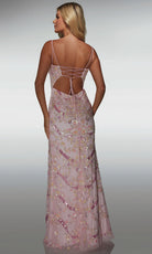Alyce Paris 62016 - Beaded Fitted Gown with Slit - back view