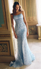 Alyce Paris 62017 - Beaded Corset Fitted Dress with Sweep Train - back view