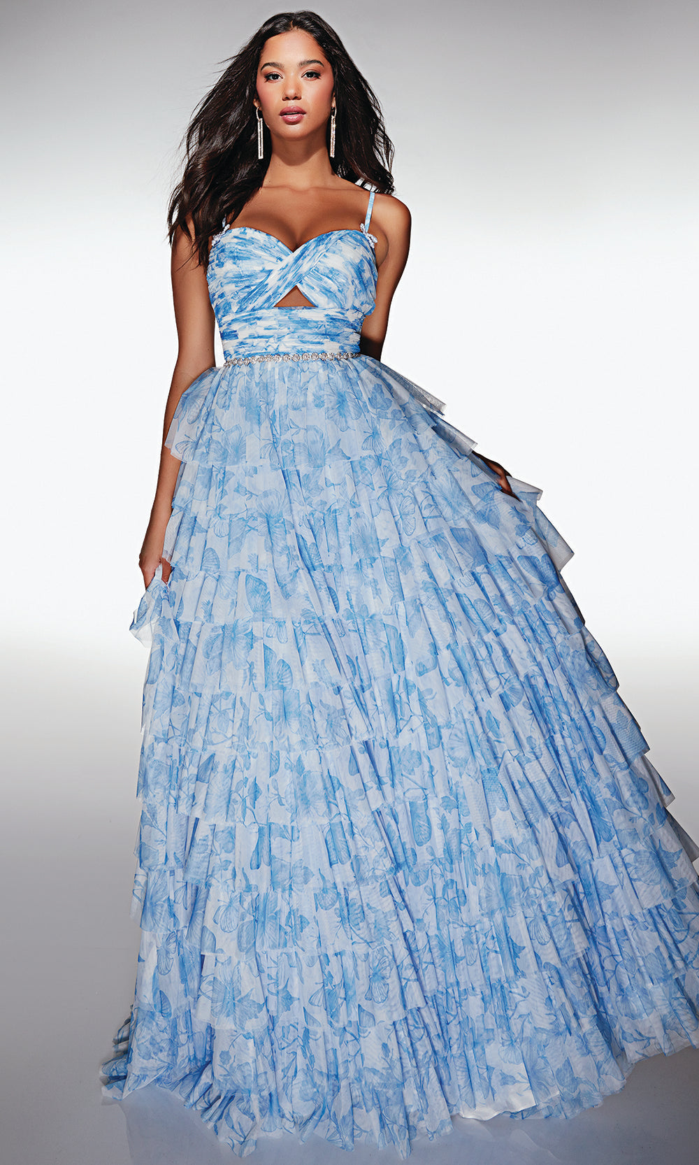 Alyce Paris 62018 - Tiered Ruffle A-Line with Pleated Bodice - view 5