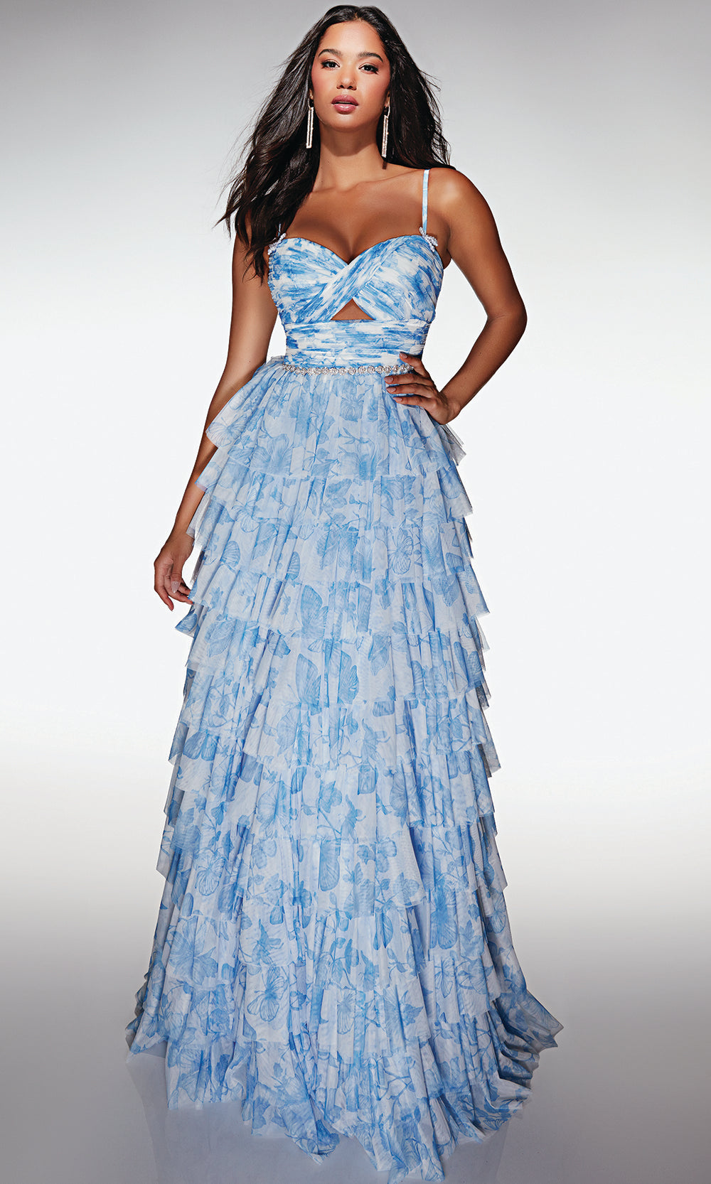 Alyce Paris 62018 - Tiered Ruffle A-Line with Pleated Bodice - back view
