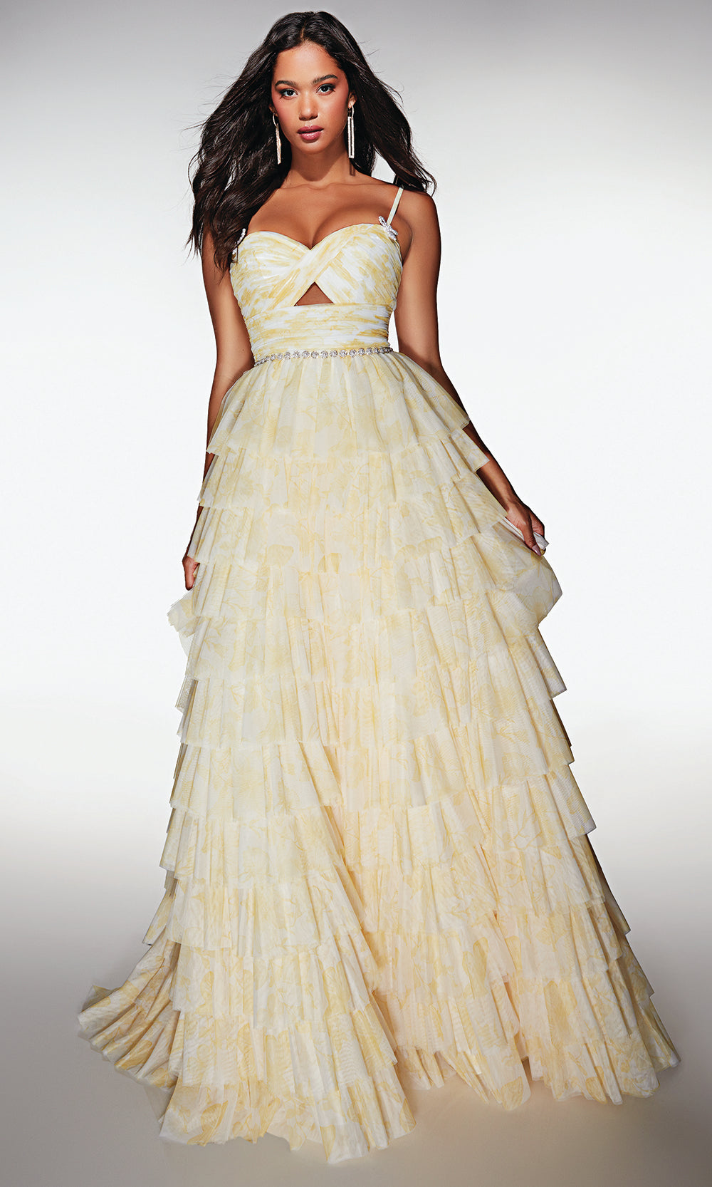 Alyce Paris 62018 - Tiered Ruffle A-Line with Pleated Bodice - view 4