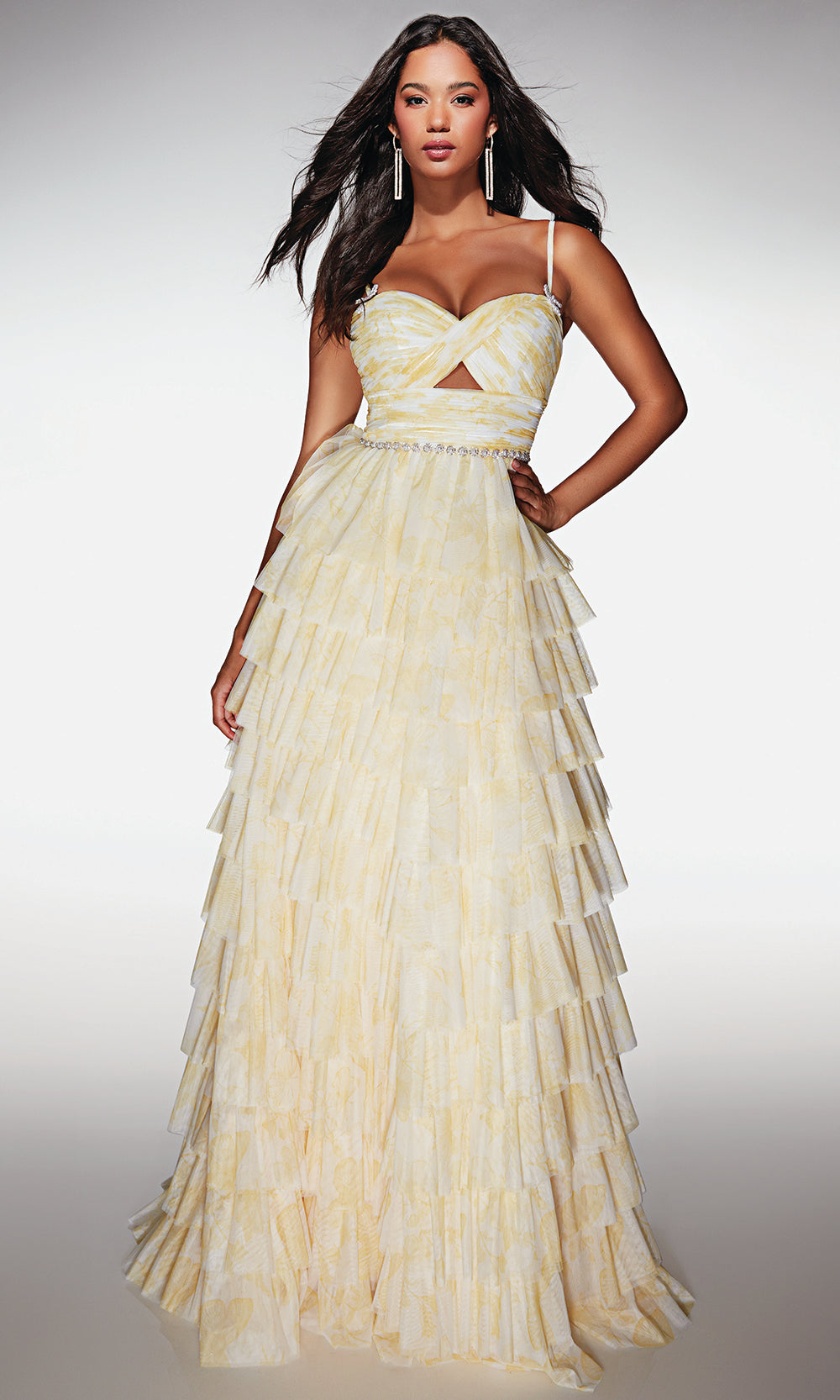 Alyce Paris 62018 - Tiered Ruffle A-Line with Pleated Bodice - designer prom dress at Silhouette Dresses