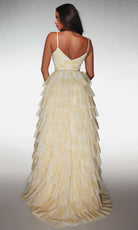 Alyce Paris 62018 - Tiered Ruffle A-Line with Pleated Bodice - detail view