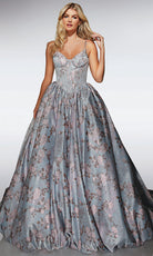 Alyce Paris 62019 - Floral Jacquard Corset Ball Gown - detail view