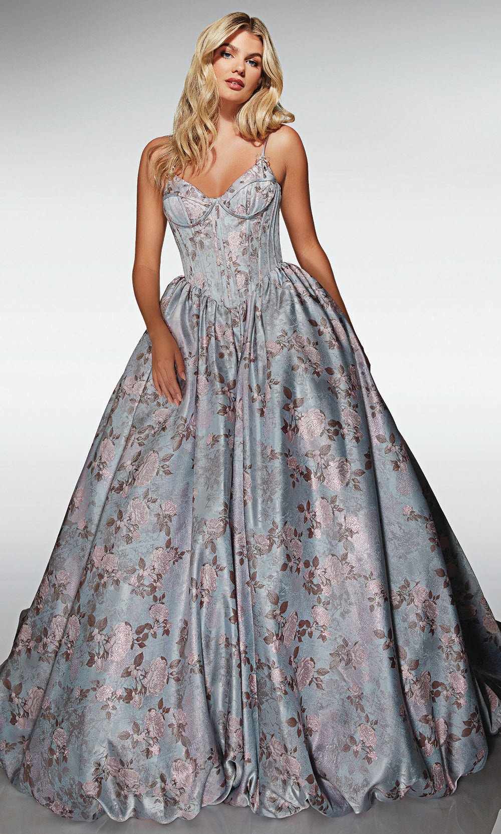 Alyce Paris 62019 - Floral Jacquard Corset Ball Gown - designer prom dress at Silhouette Dresses