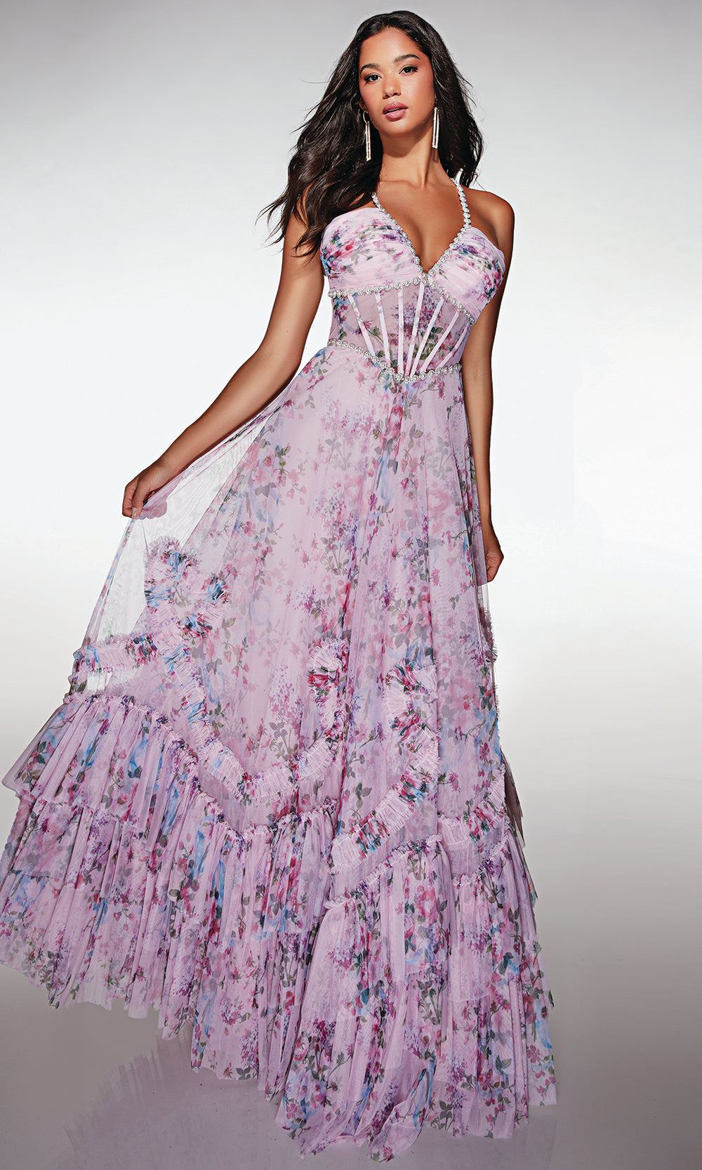 Alyce Paris 62028 - Floral Tulle A Line Gown - view 6