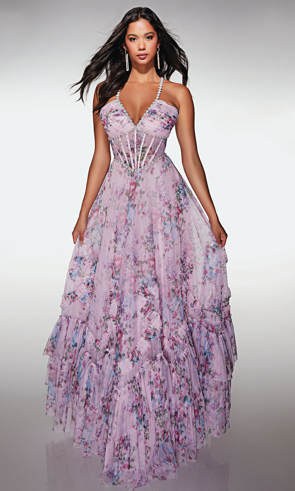 Alyce Paris 62028 - Floral Tulle A Line Gown - view 5