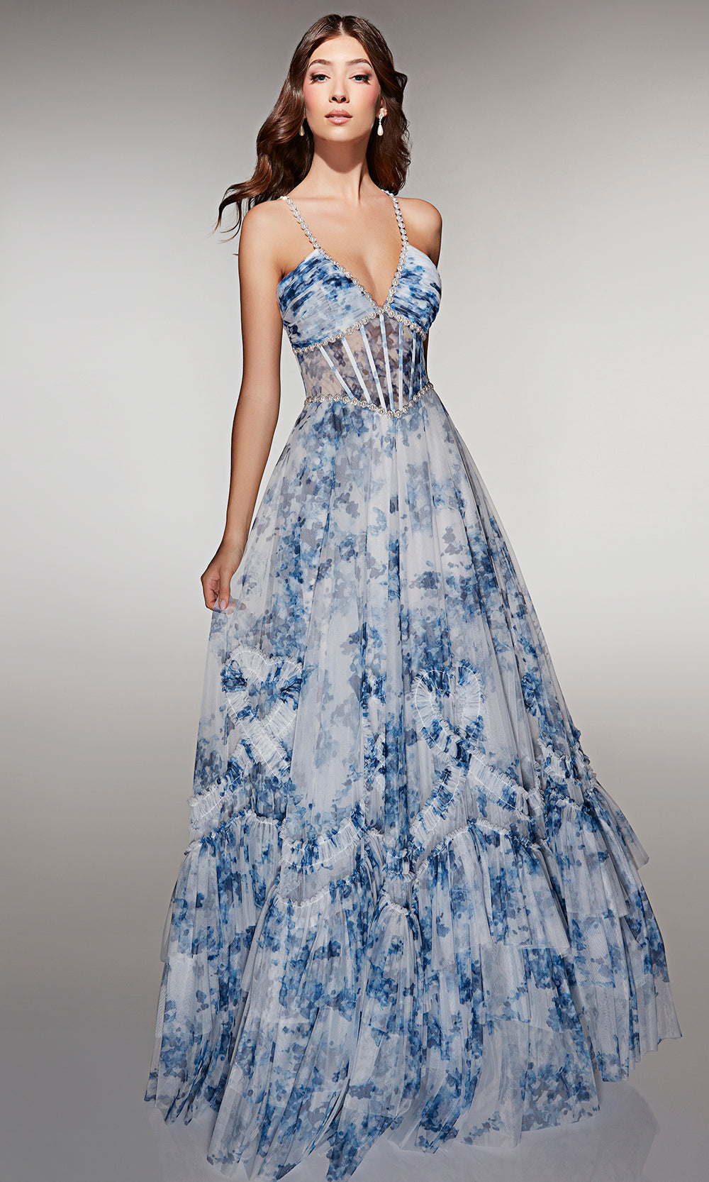 Alyce Paris 62028 - Floral Tulle A Line Gown - back view
