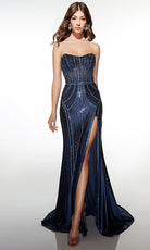 Alyce Paris 62029 - Strapless Beaded Gown with High Slit - designer prom dress at Silhouette Dresses