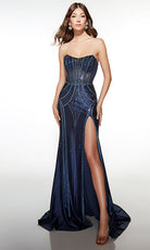 Alyce Paris 62029 - Strapless Beaded Gown with High Slit - detail view