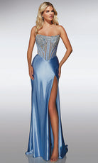 Alyce Paris 62034 - Embellished Corset Satin Gown - detail view