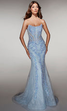 Alyce Paris 62036 - Floral Applique Mermaid Corset Gown - detail view