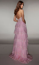 Alyce Paris 62037 - Tiered Tulle Halter A Line Gown - detail view