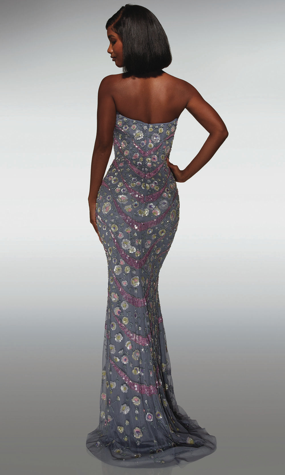 Alyce Paris 62038 - Strapless Beaded Glitter Gown - view 4