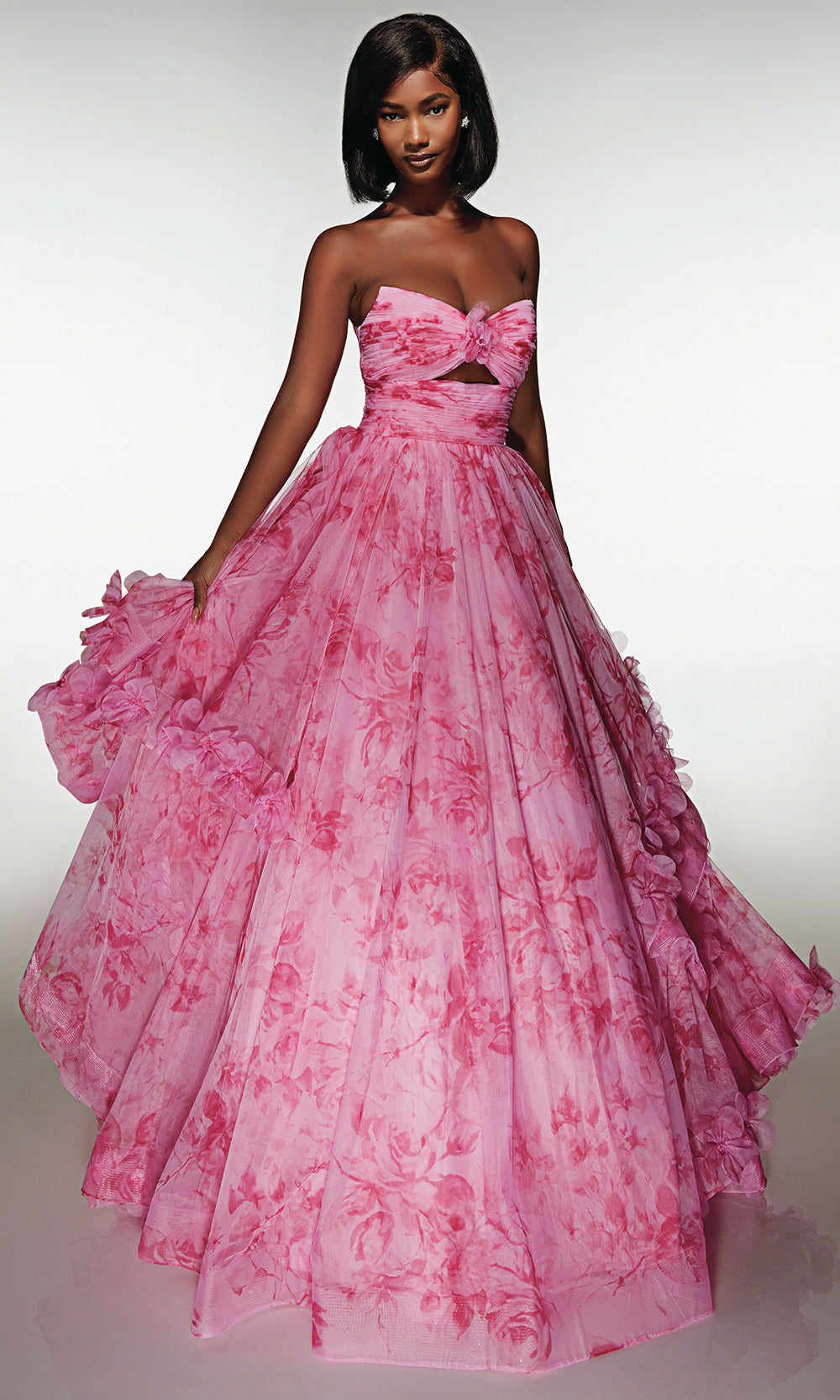 Alyce Paris 62042 - Floral Ball Gown with 3D Details - back view