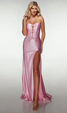 Alyce Paris 62046 - Strapless Satin Gown with Bow Accents - back view