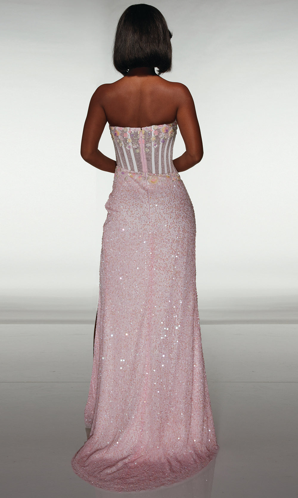 Alyce Paris 62047 - Strapless Corset Gown with Slit - view 7