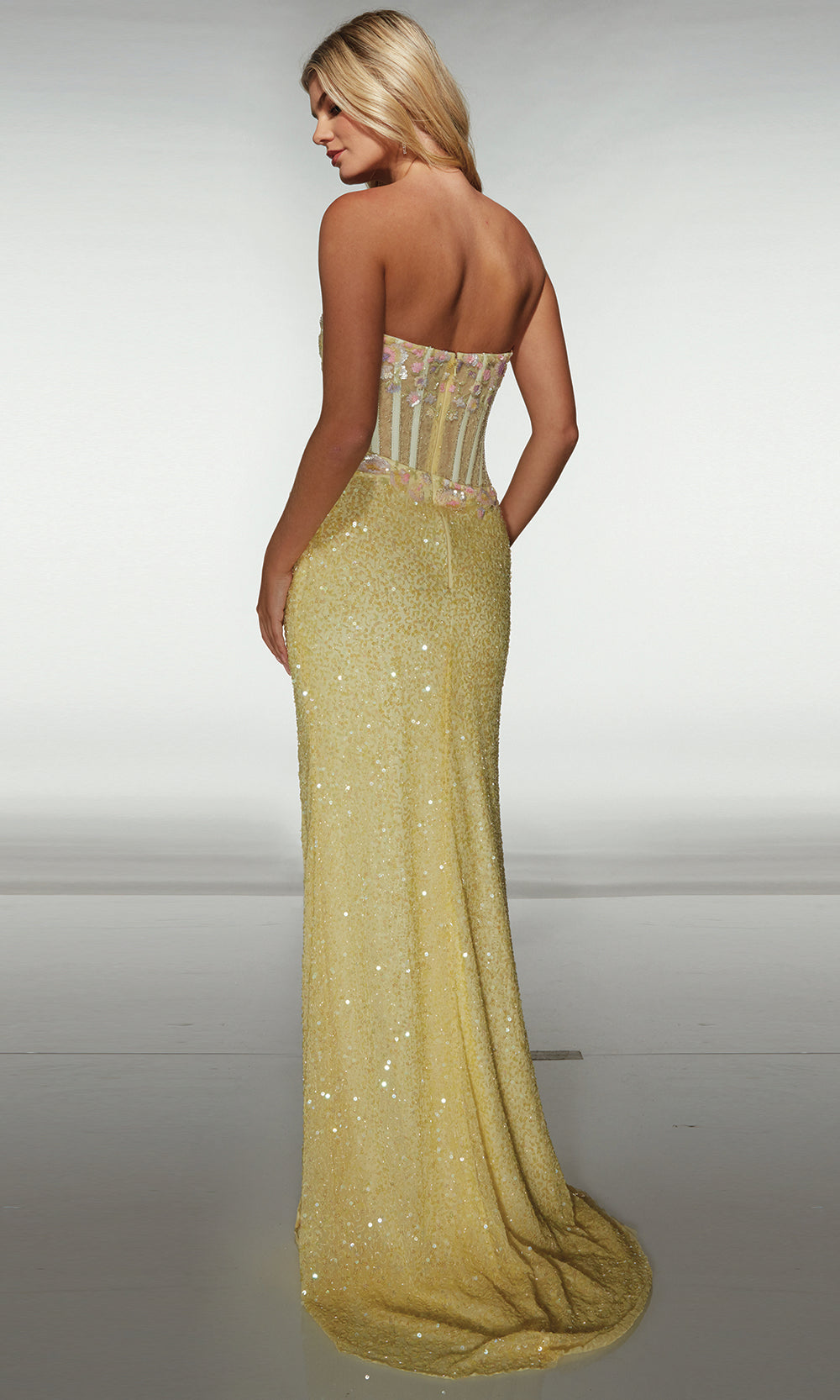 Alyce Paris 62047 - Strapless Corset Gown with Slit - view 4
