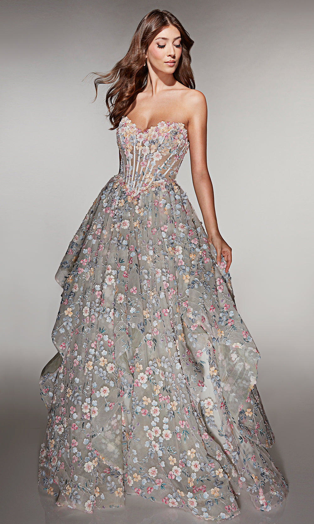 Alyce Paris 62048 - Floral Corset Ball Gown - view 7