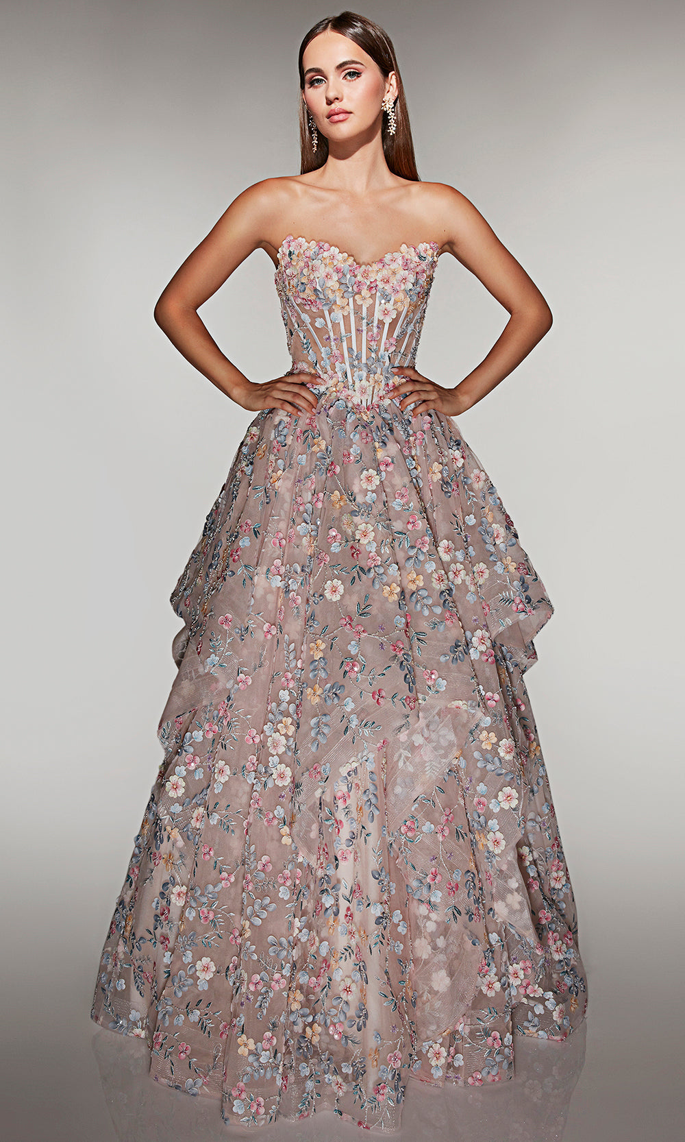 Alyce Paris 62048 - Floral Corset Ball Gown - designer prom dress at Silhouette Dresses
