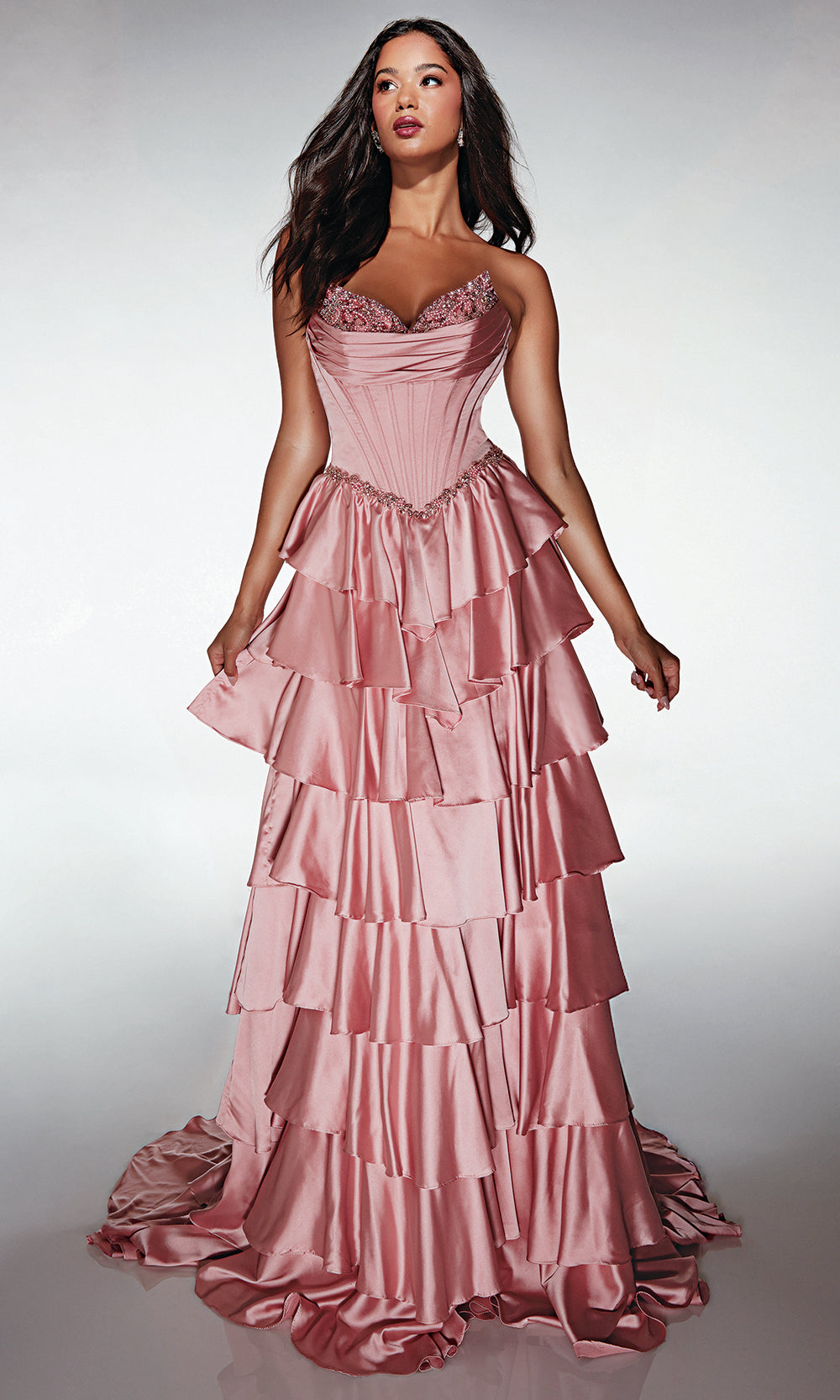 Alyce Paris 62050 - Tiered Ruffle Corset Gown - designer prom dress at Silhouette Dresses