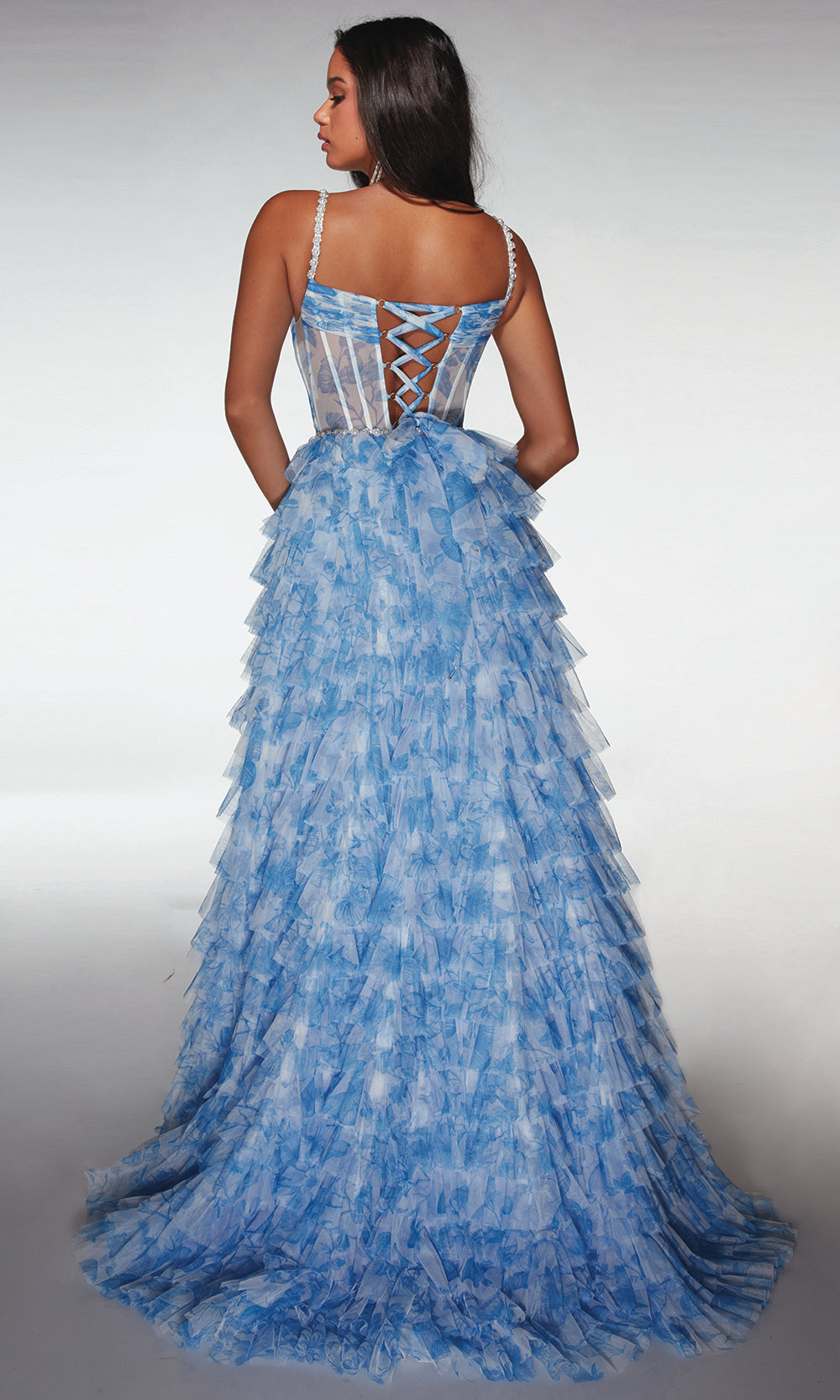 Alyce Paris 62052 - Ruffled Tiered Skirt Corset Gown - view 4