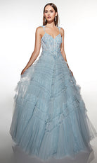 Alyce Paris 62058 - Lace Bodice Ball Gown with Tiered Skirt - back view