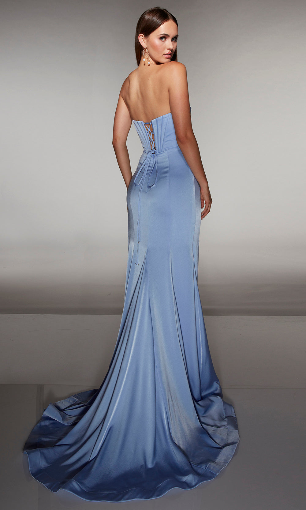 Alyce Paris 62062 - Strapless Sequin Bodice Gown with High Slit - detail view