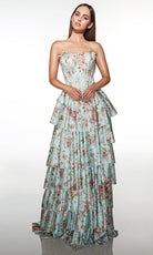 Alyce Paris 62066 - Strapless Floral Tiered A Line Gown - designer prom dress at Silhouette Dresses