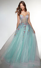 Alyce Paris 62068 - Floral Corset Ball Gown - back view
