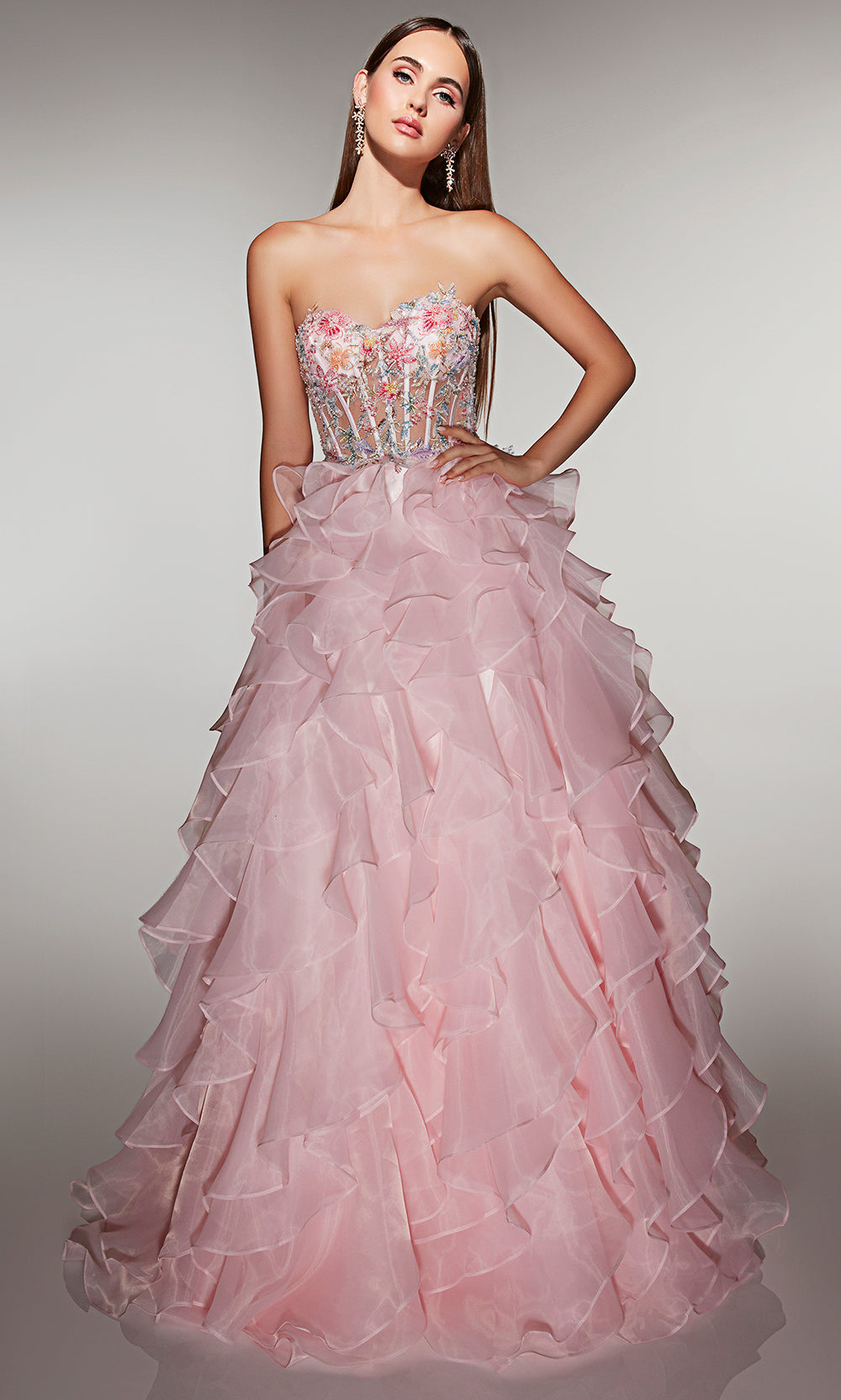 Alyce Paris 62069 - Corset Bodice Ruffle Ball Gown - designer prom dress at Silhouette Dresses