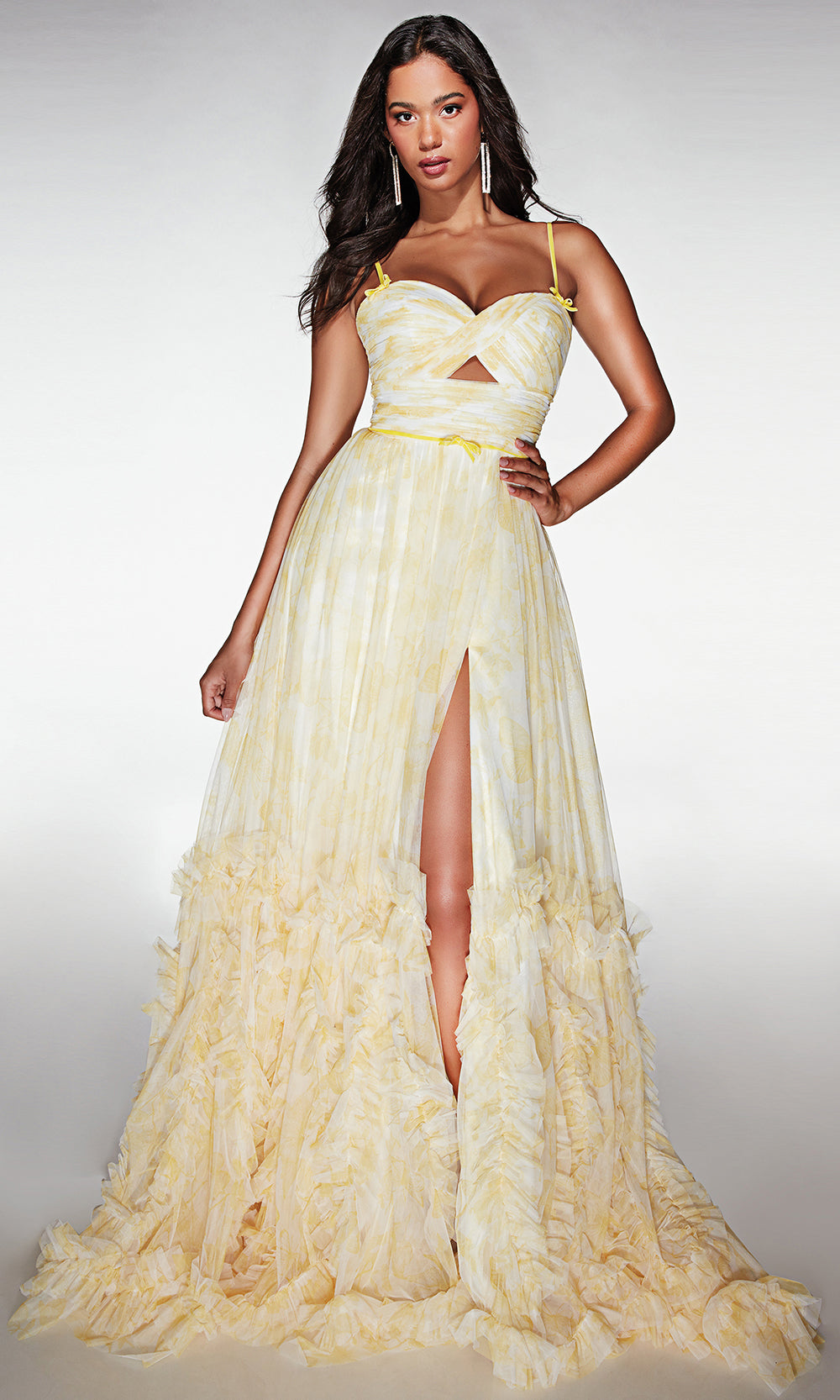 Alyce Paris 62078 - Tiered Ruffle Gown with Crossover Bodice - designer ball gown at Silhouette Dresses