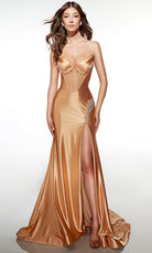 Alyce Paris 62084 - Strapless Corset Gown with Slit - designer prom dress at Silhouette Dresses