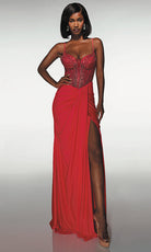 Alyce Paris 62088 - Beaded Corset Gown with Draped Skirt - view 5
