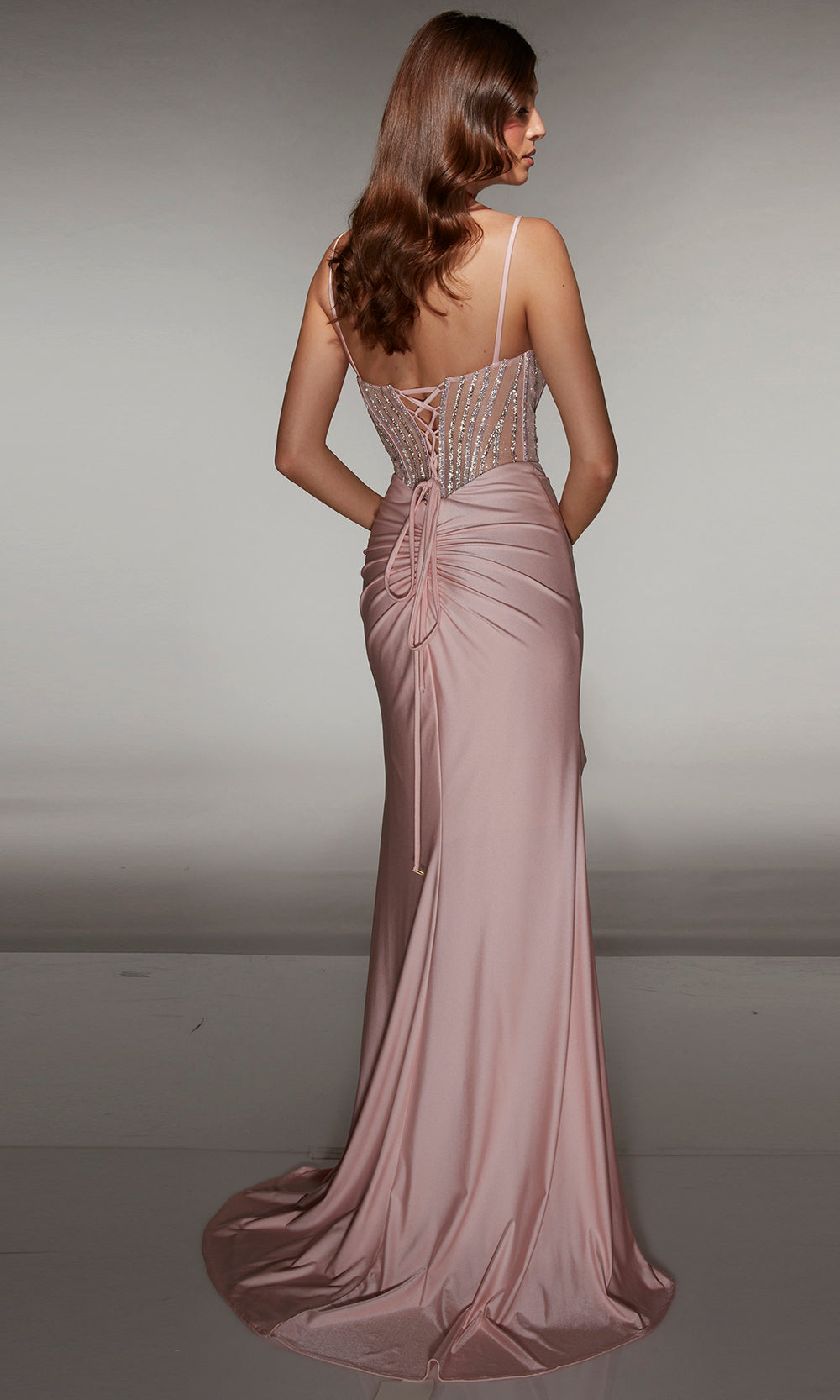 Alyce Paris 62088 - Beaded Corset Gown with Draped Skirt - detail view